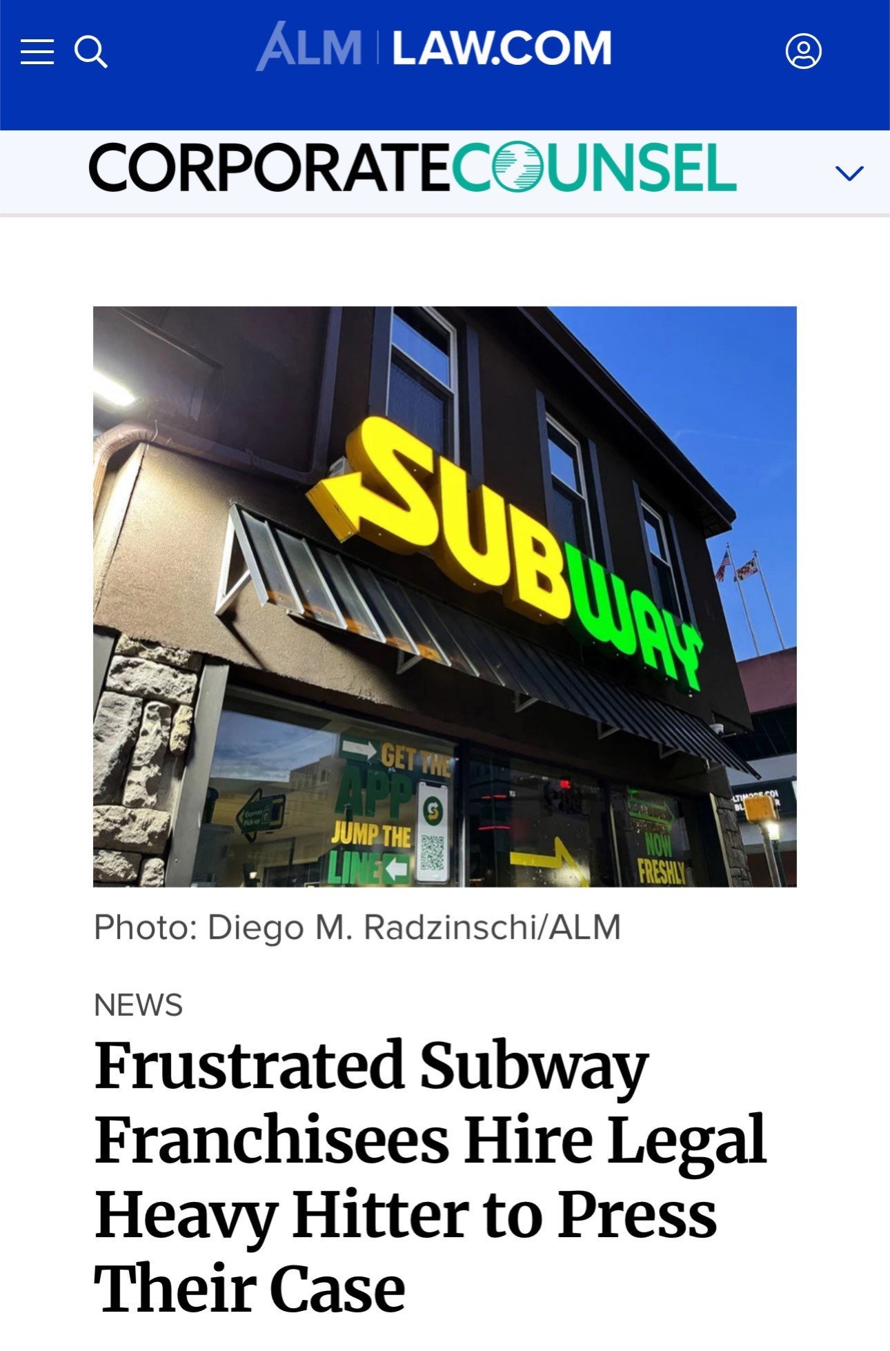 Frustrated Subway Franchisees hire leagal heavy hitter to press their case